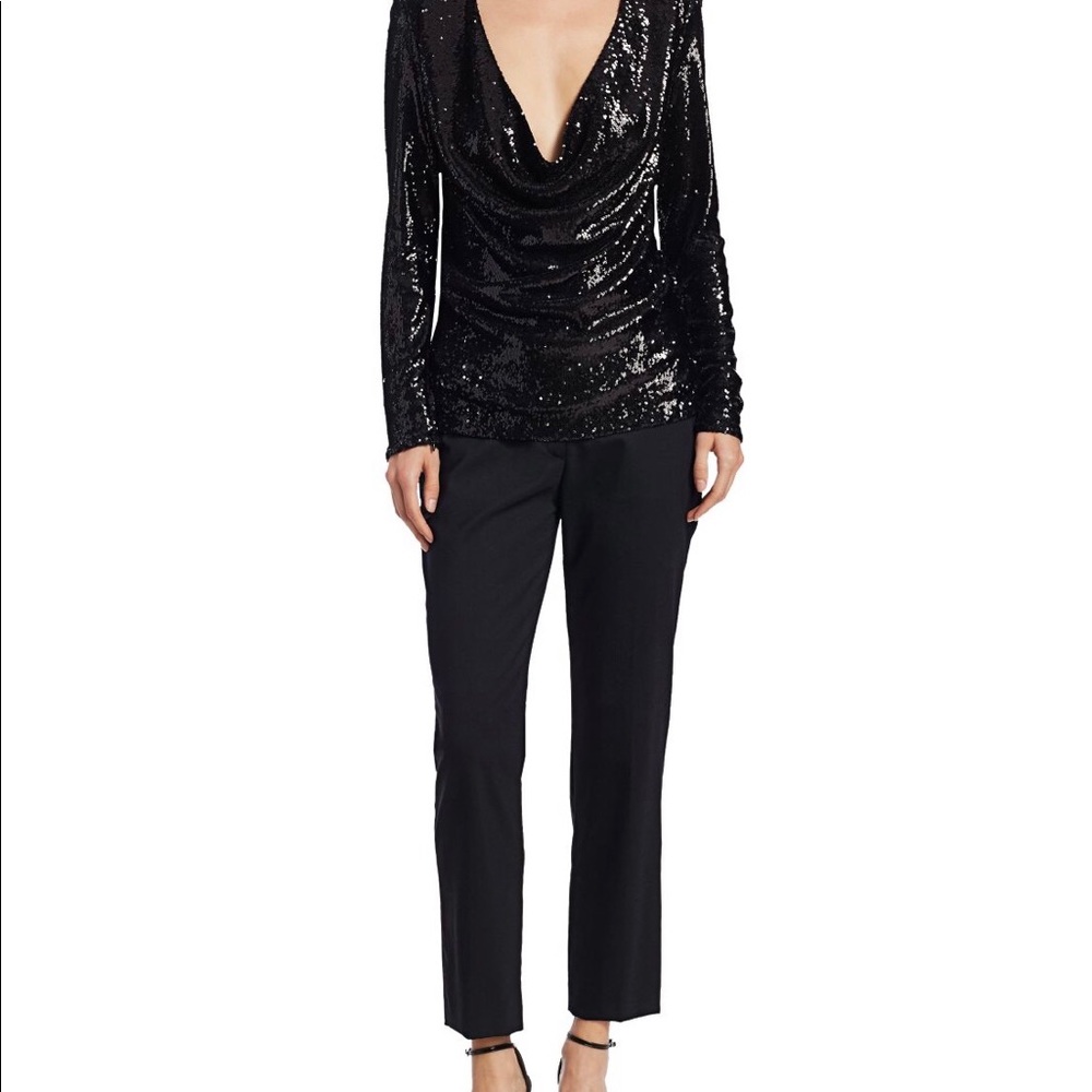 Ramy Brook Ash Sequin Ruch top black XS